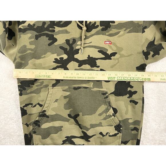 Obey Camo Hoodie Mens Size Small Unisex Adult Chest Logo Heavy Cotton Sweatshirt - Picture 4 of 7